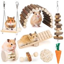 Conjunto de brinquedos Hamster Chew para roedores, cuidados com os dentes, acessórios de madeira