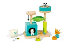 Conjunto de Brinquedos Hape Cute Kitten House - Casa de Gatinhos de Madeira com Acessórios