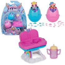 Conjunto de brinquedos Hatchimals Alive Hungry com brinquedo para cadeira alta, 2 bonecos