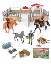 Conjunto de brinquedos Horse Stable DuDumo com 3 cavalos e 2 cavaleiros para crianças