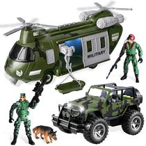 Conjunto de brinquedos JOYIN Military Vehicles Friction Transport Helicóptero