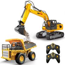 Conjunto de brinquedos Joylike RC Excavator and Dump Truck 1:24 para crianças maiores de 8 anos