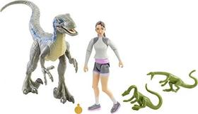 Conjunto de Brinquedos Jurassic World Humano & Dino Pack Yasmina Yaz & Velociraptor