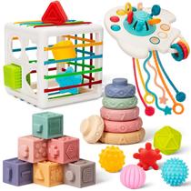 Conjunto de brinquedos Jyusmile Montessori 5 em 1 para 6 a 12 meses com viagem