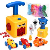 Conjunto de brinquedos lançadores de balões, carros movidos a balão, carro com balão inercial, carro de corrida com bomba de balão inflável criativo, brinquedos infantis pré-escolares Scientific Experiment Intelligence Education. (balão de 24 unidades)