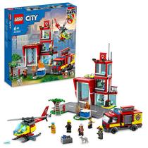 Conjunto de brinquedos LEGO City Fire Station 60320 com garagem, helicóptero e carro de bombeiros Conjunto de brinquedos LEGO City Fire Station 60320 com garagem, helicóptero e carro de bombeiros