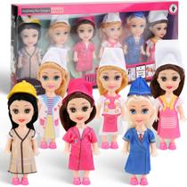 Conjunto de brinquedos Mini Career Dolls Liberty Imports com 6 bonecos de 10 cm