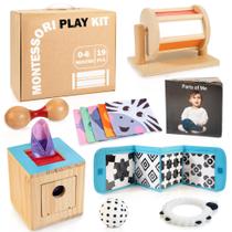 Conjunto de brinquedos Montessori WOODMAM para bebês de 0 a 6 meses 9 em 1
