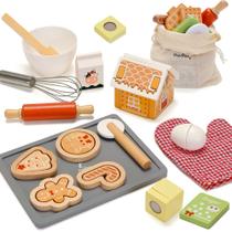Conjunto de brinquedos PairPear de 29 peças Wooden Gingerbread House Baking