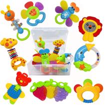 Conjunto de brinquedos para bebês AIVIAI Rattles Teether de 0 a 6 meses com caixa de 11 unidades