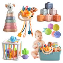 Conjunto de brinquedos para bebês imireux Montessori de 6 a 18 meses com caixa de armazenamento