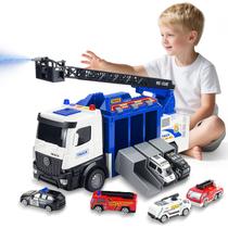 Conjunto de brinquedos para caminhões de bombeiros Coroiesty, escada grande de 81 cm, 6 carros, luzes Conjunto de brinquedos para caminhões de bombeiros Coroiesty, escada grande de 81 cm, 6 carros, luzes