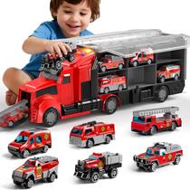 Conjunto de brinquedos para caminhões de bombeiros NIPLOOOW com tapete de brincar para crianças de 3 a 6 anos