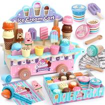 Conjunto de brinquedos para carrinho de sorvete de madeira Atoylink Pretend Play