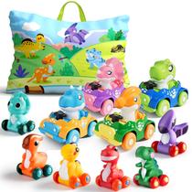 Conjunto de brinquedos para carros ALASOU Dinosaur, 10 unidades com tapete de brincadeira/bolsa de armazenamento Conjunto de brinquedos para carros ALASOU Dinosaur, 10 unidades com tapete de brincadeira/bolsa de armazenamento