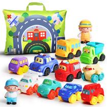 Conjunto de brinquedos para carros ALASOU Soft Rubber 1 Year Boy com colchonete/bolsa, 12 peças