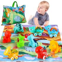 Conjunto de brinquedos para carros de dinossauro ALASOU com tapete de brincadeira/bolsa de armazenamento de 1 a 2 anos Conjunto de brinquedos para carros de dinossauro ALASOU com tapete de brincadeira/bolsa de armazenamento de 1 a 2 anos