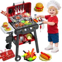 Conjunto de brinquedos para churrasco Kimicare Kimicare Kids com luz sonora de fumaça e roda