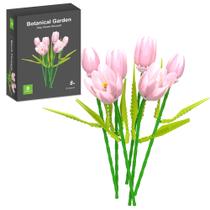 Conjunto de brinquedos para construção de buquês de flores ZONECYTD Tulips cor rosa