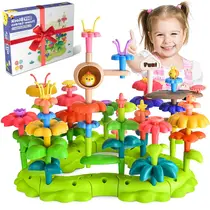 Conjunto de brinquedos para construção de jardim de flores Kreadns Toys para meninas de mais de 3 anos Conjunto de brinquedos para construção de jardim de flores Kreadns Toys para meninas de mais de 3 anos