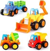 Conjunto de brinquedos para veículos de construção, pacote com 4 carros movidos a fricção