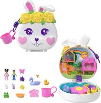 Conjunto de brinquedos Polly Pocket Flower Garden Bunny com 2 microbonecas