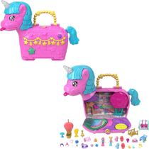 Conjunto de brinquedos Polly Pocket Unicorn Partyland com bonecas e animais de estimação