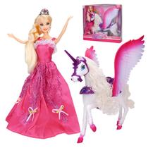 Conjunto de brinquedos Princess Doll & Unicorn com cabelo que muda de cor