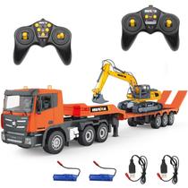 Conjunto de brinquedos RC Semi Truck & Escavadeira 1:24 com som e luzes 8+ Conjunto de brinquedos RC Semi Truck & Escavadeira 1:24 com som e luzes 8+