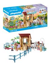 Conjunto de brinquedos Riding Stable Playmobil, 100 peças com 2 bonecos e 2 cavalos
