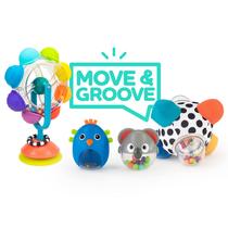 Conjunto de brinquedos Sassy Move & Groove para bebês com mais de 6 meses com guia de jogos