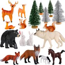 Conjunto de Brinquedos Skylety Wild Forest Animals - 18 Peças com Árvores