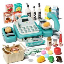 Conjunto de brinquedos STACTCUTE 49PCS Pretend Play Cash Register com calculadora real