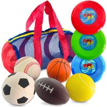 Conjunto de brinquedos Toysery Balls Toddler 1-3 com 5 bolas e 3 frisbees Conjunto de brinquedos Toysery Balls Toddler 1-3 com 5 bolas e 3 frisbees