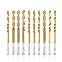 Conjunto de brocas amoolo, 10 unidades de titânio HSS Twist Hex Shank 1/4"