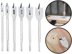 Conjunto De Brocas Chatas Para Madeira Aglomerados Fibras Em Aço Carbono 6 Unidades Brasfort Conjunto De Brocas Chatas Para Madeira Aglomerados Fibras Em Aço Carbono 6 Unidades Brasfort