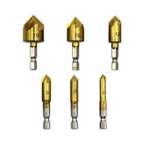 Conjunto De Brocas Com Cabo Hexagonal Revestido De Titânio 6 Peças 6-19mm Ferramenta De Chanfrar
