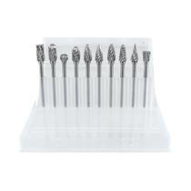 Conjunto De Brocas De Carboneto Com Haste De 3mm, 10 Peças, Corte Duplo, Para Retificadora De Conjunto De Brocas De Carboneto Com Haste De 3mm, 10 Peças, Corte Duplo, Para Retificadora De