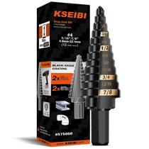 Conjunto de brocas de degrau KSEIBI 4 HSS 3/16-7/8 com óxido preto de haste 3/8 Conjunto de brocas de degrau KSEIBI 4 HSS 3/16-7/8 com óxido preto de haste 3/8