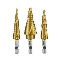 Conjunto de Brocas de Degrau NEIKO 10181A - 3 Peças com Ranhura em Espiral