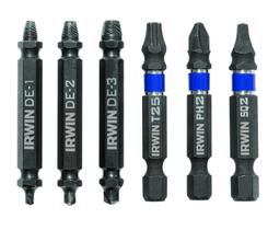 Conjunto de brocas de inserção para extrator de parafusos IRWIN IMPACT 6 peças Conjunto de brocas de inserção para extrator de parafusos IRWIN IMPACT 6 peças