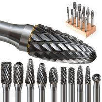Conjunto de brocas de metal duro FOTYBEI, 10 unidades com suporte de faia, 1/4 de haste Conjunto de brocas de metal duro FOTYBEI, 10 unidades com suporte de faia, 1/4 de haste
