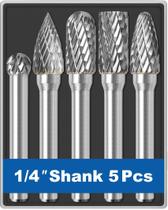 Conjunto de brocas de metal duro Sworker, 5 unidades de cabeça de 8 mm com ferramenta rotativa de haste de 1/4 Conjunto de brocas de metal duro Sworker, 5 unidades de cabeça de 8 mm com ferramenta rotativa de haste de 1/4