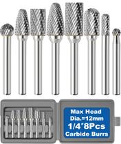 Conjunto de brocas de metal duro Sworker, 8 unidades com haste 1/4 para ferramentas rotativas