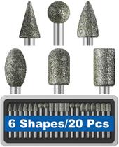 Conjunto de brocas de moagem de diamante Sworker, 20 unidades de grão de 120 grãos para Dremel