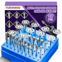 Conjunto de brocas de moagem de diamante YURINWOO 120Grit para Dremel 32 unidades Conjunto de brocas de moagem de diamante YURINWOO 120Grit para Dremel 32 unidades