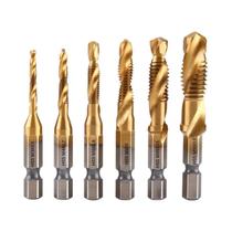 Conjunto De Brocas De Rosca Com Revestimento De Titânio, HSS, Com Haste Hexagonal, Ferramenta De Conjunto De Brocas De Rosca Com Revestimento De Titânio, HSS, Com Haste Hexagonal, Ferramenta De