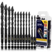 Conjunto de brocas DYRECELVE para concreto e alvenaria, 12 peças de carboneto Conjunto de brocas DYRECELVE para concreto e alvenaria, 12 peças de carboneto