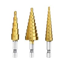 Conjunto De Brocas Escalonadas De Aço HSS Revestidas De Titânio 3-12mm 4-12mm 4-20mm Ferramentas De