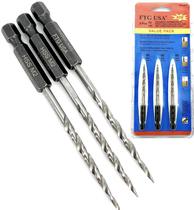 Conjunto de brocas escareadas cônicas de reposição FTG USA 3 unidades Conjunto de brocas escareadas cônicas de reposição FTG USA 3 unidades